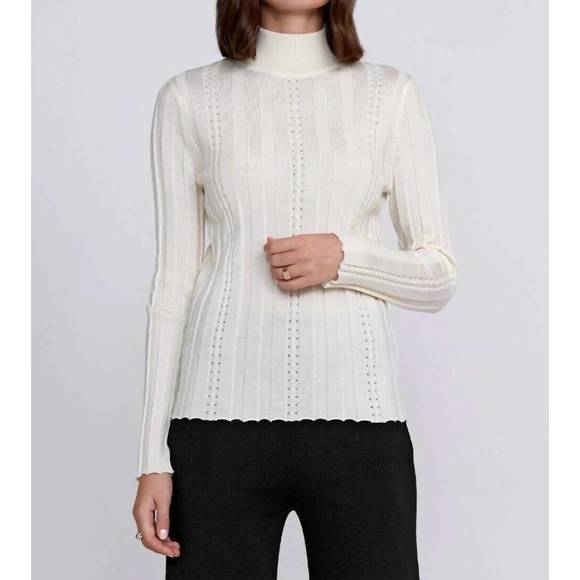 NEW KNITSS opal mock neck sweater in off white - Picture 4 of 7